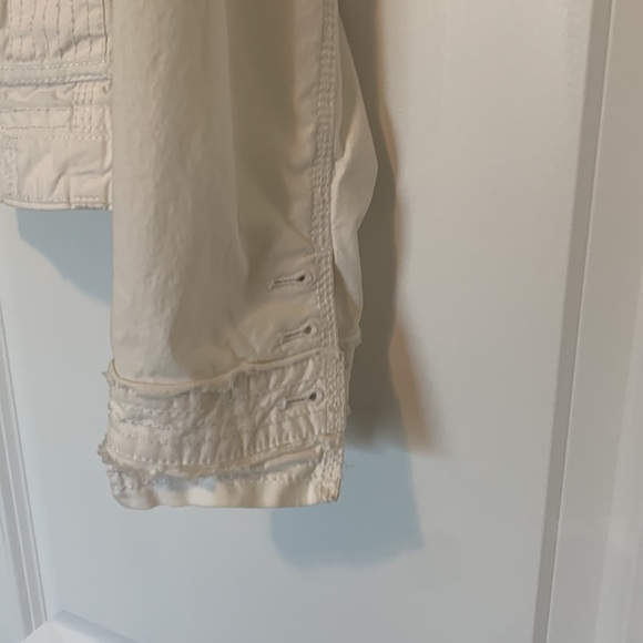 WHITE HOUSE BLACK MARKET White Jacket size 10. Fringes at neck/sleeves. - Picture 2 of 5